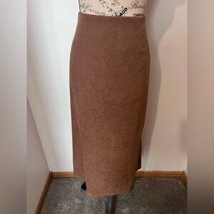 Briggs New York Faux Suede Column Maxi Skirt Brown Size 16